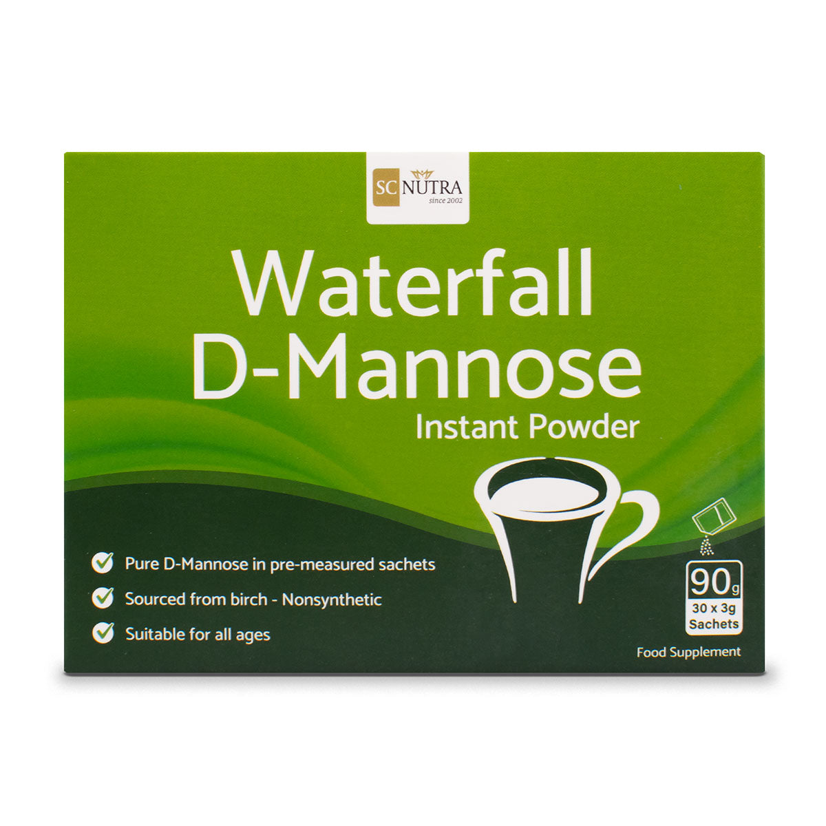 Waterfall D-Mannose Instant Powder Packets 90g (Value Pack)