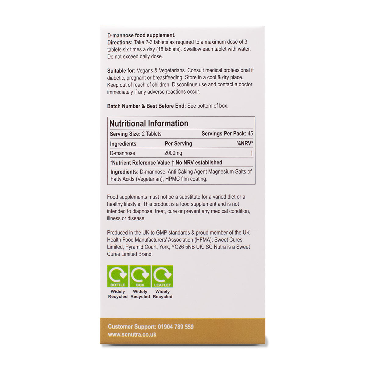 Waterfall D-Mannose 1000mg Tablets Value Pack